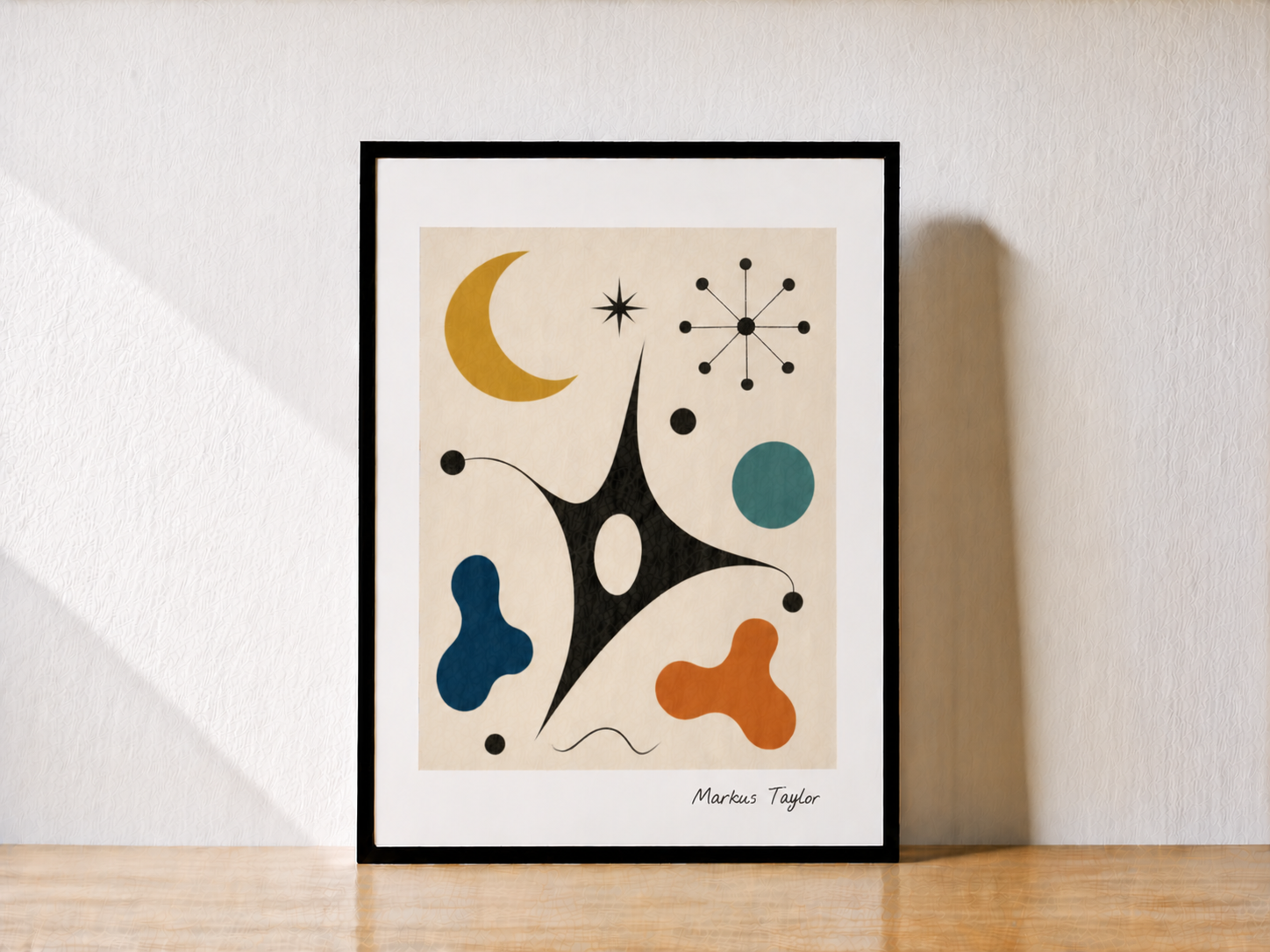Abstract art on minimalist table display