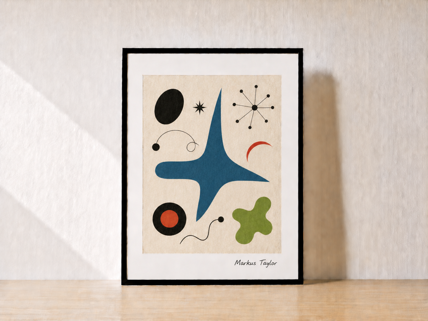 Abstract art on neutral backdrop