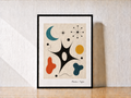 Abstract print on minimalist shelf