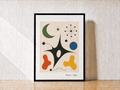 Minimalist abstract art on wood tabletop