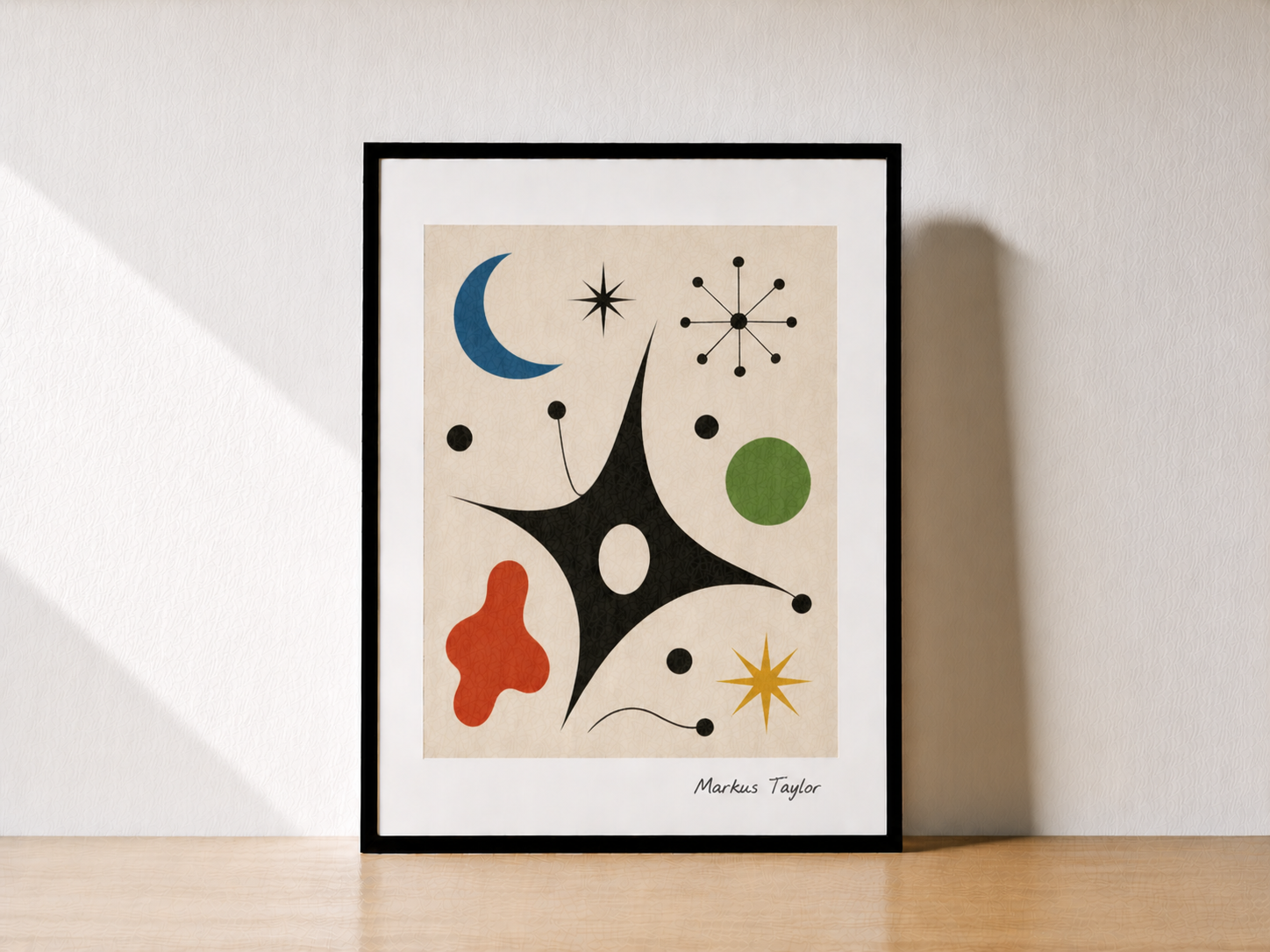 Modern abstract art with sunlight shadows